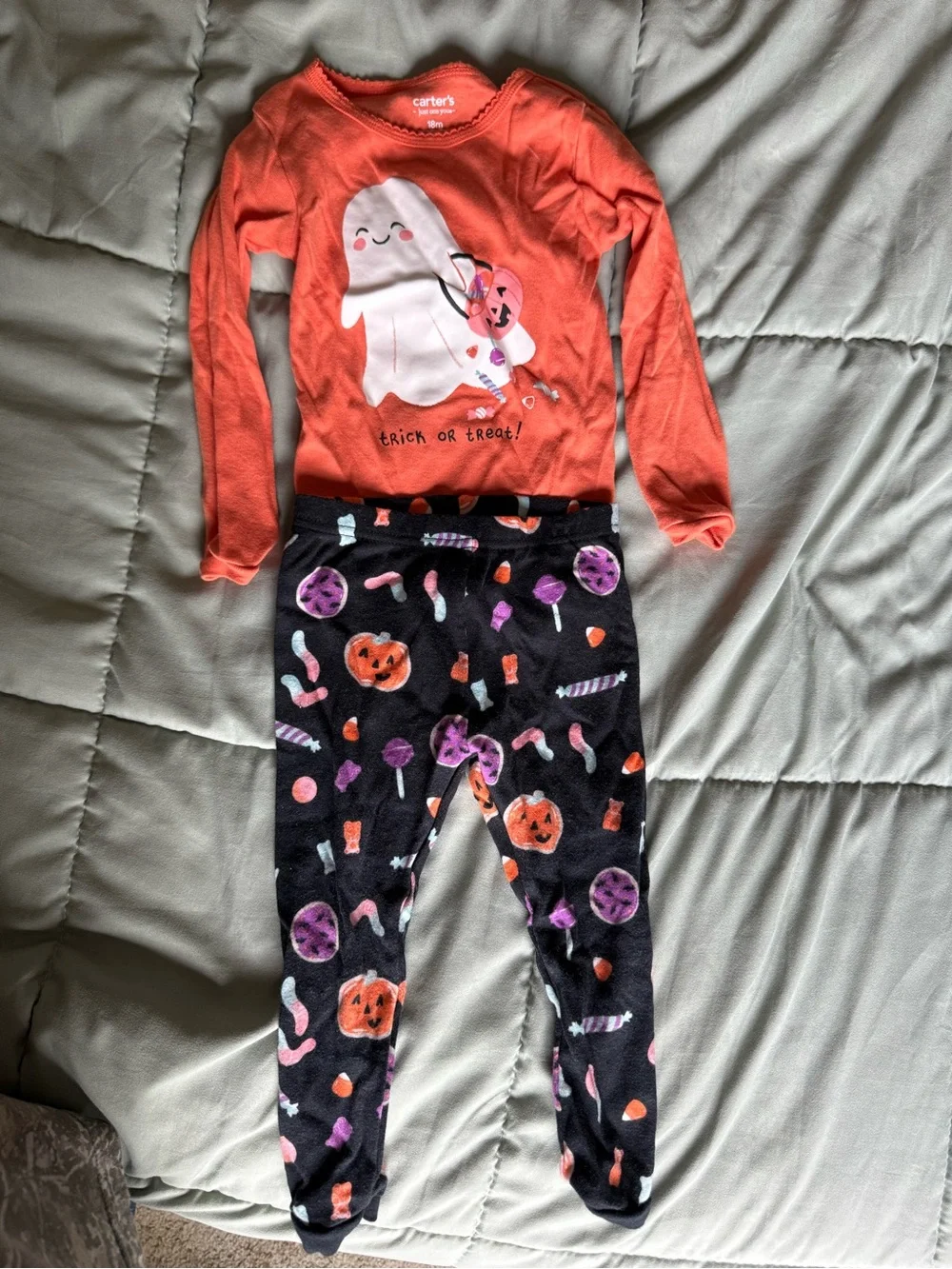 Carter's Orange Ghost Halloween Kids Costume Pajama Set